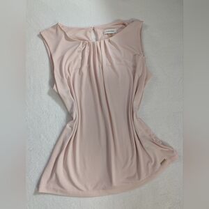 Calvin Klein Sleeveless Pleated Neck Shell Top in Light Pink